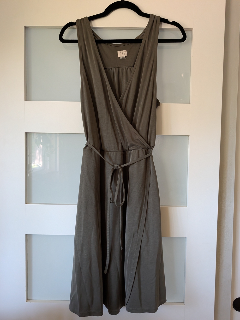 a new day Olive Sleeveless Wrap Dress with Tie Waist